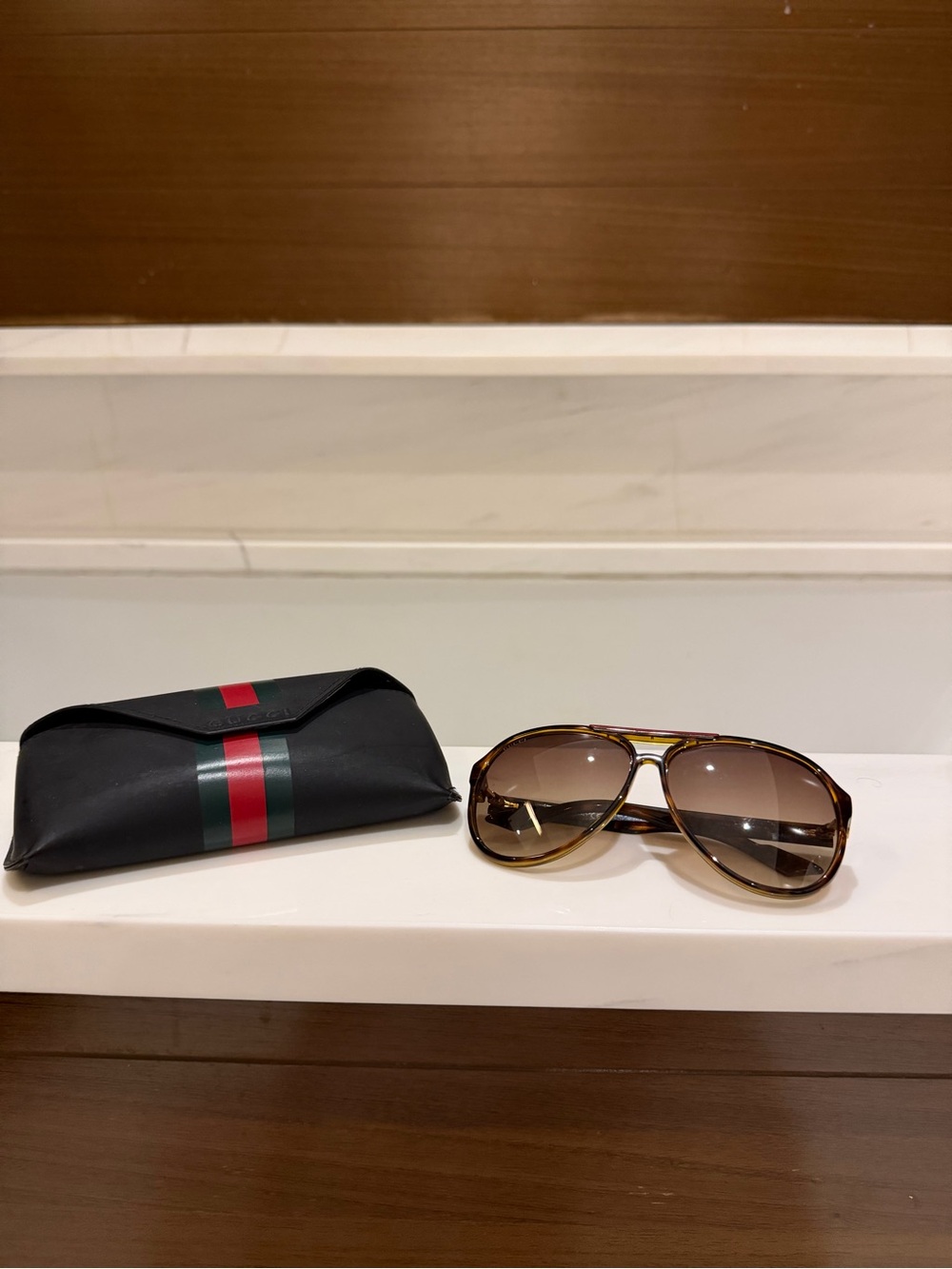 Gucci Aviator Sunglasses with Black Case - Unbranded